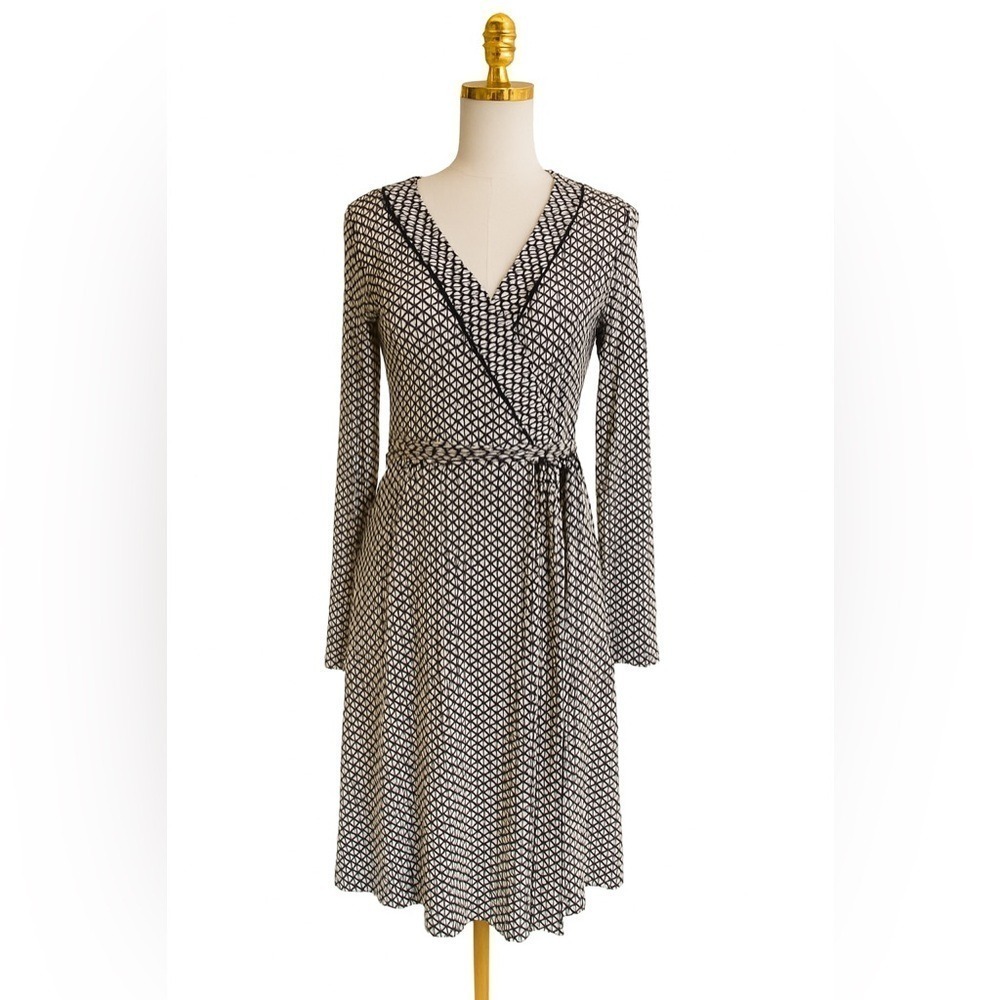 NWT Banana Republic Gemma Wrap Dress Small Black White Geometric Workwear $98